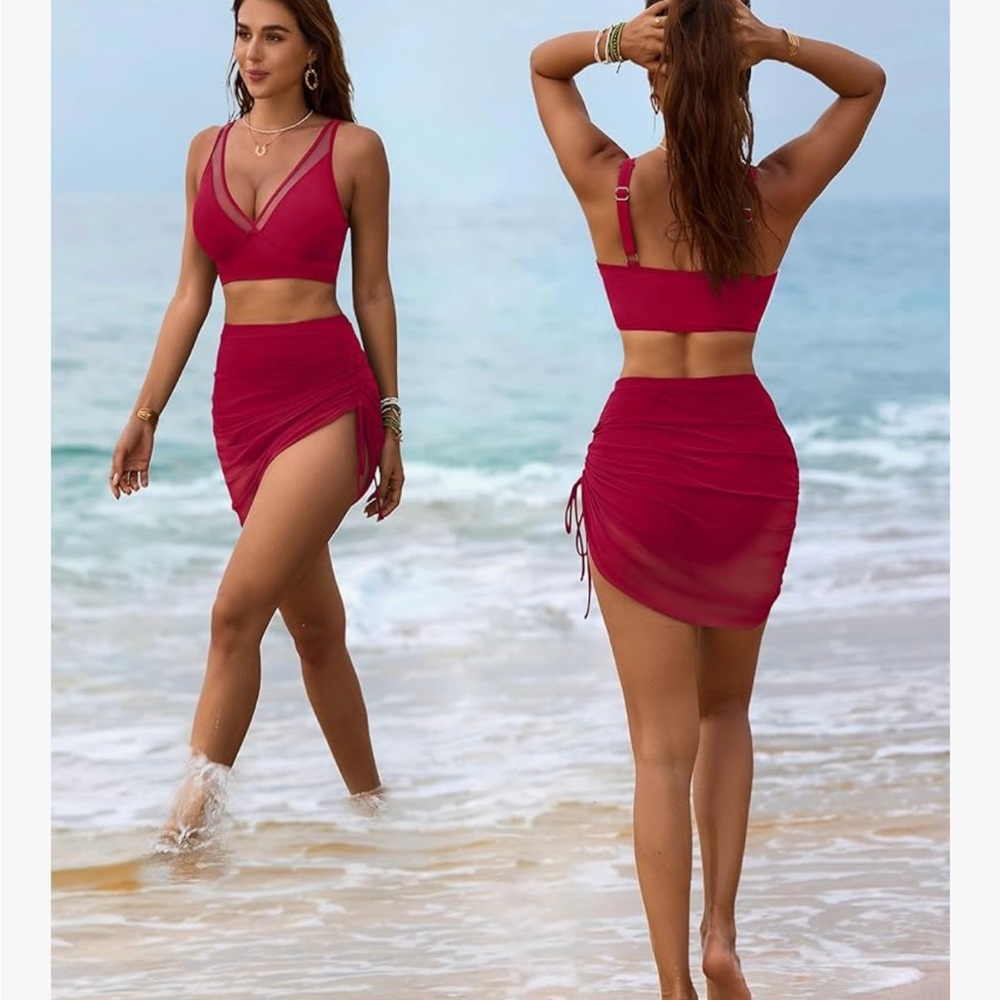 Chic Halter Red Bikini Set - Picture 4 of 14
